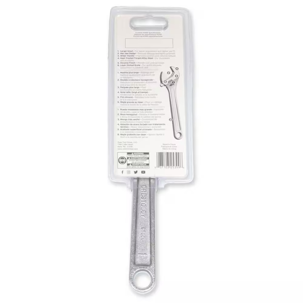 8 In. Chrome Adjustable Wrench