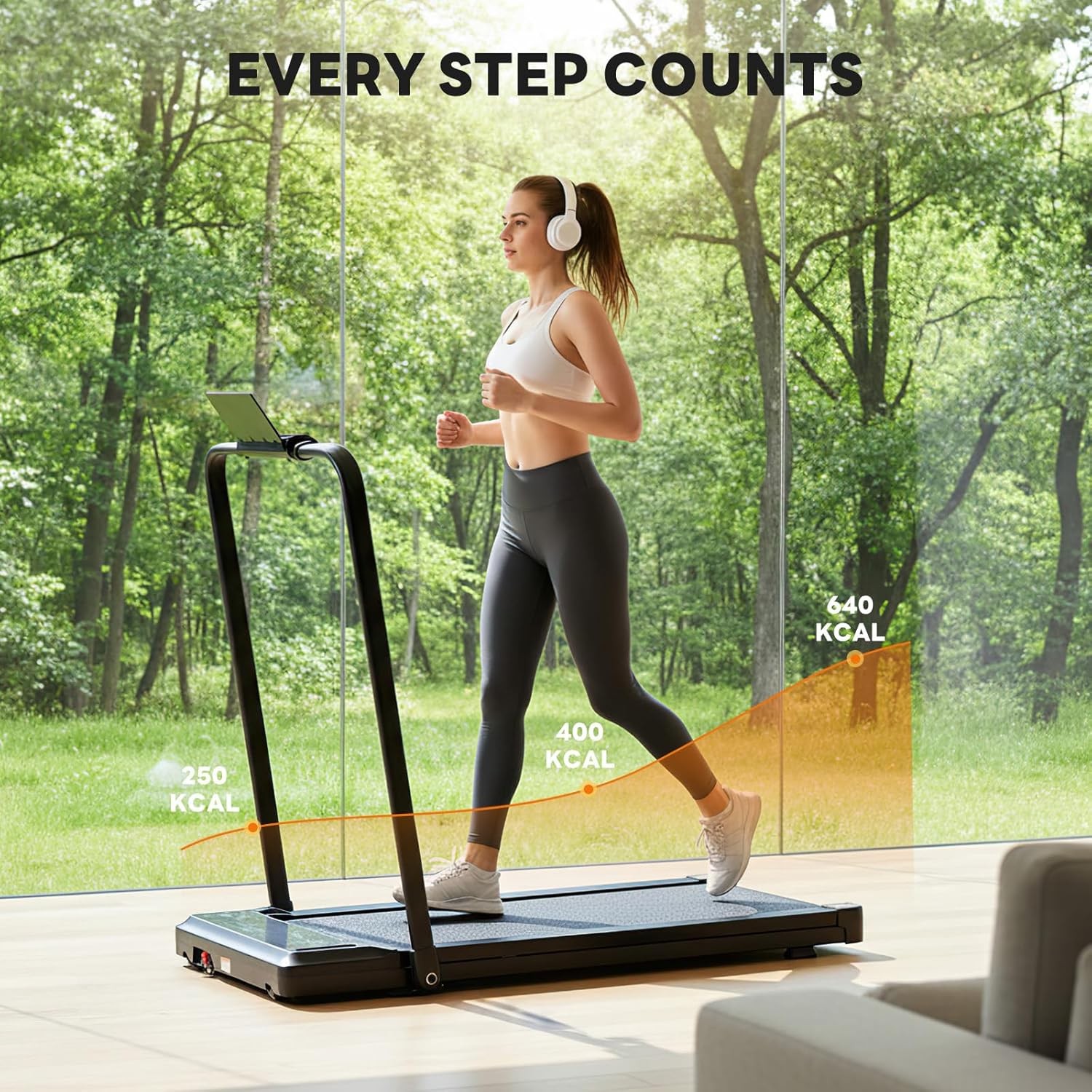 Compact Treadmill Quiet Under-Desk Walking Pad Slim & Portable Design for Home