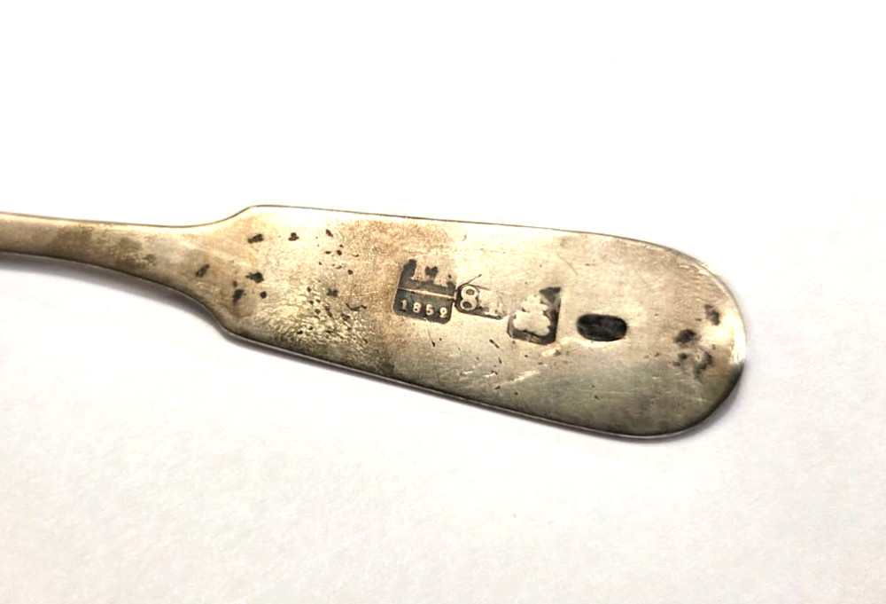 Antique Imperial Russian 84 Solid Silver Teaspoon Engraved Initials