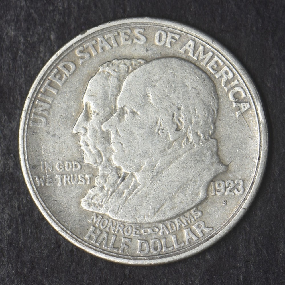 1923-S Monroe Doctrine Centennial Silver Half Dollar .50C - COINGIANTS -