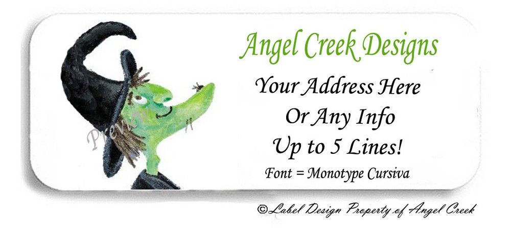 Ewww!! Green Witch with Wart Halloween Personalized Return Address Labels