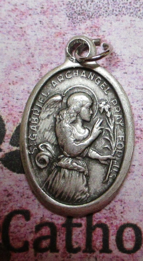 Saint St. Gabriel - Pray for Us - Oxidized Italian 1 inch Medal 1086-445