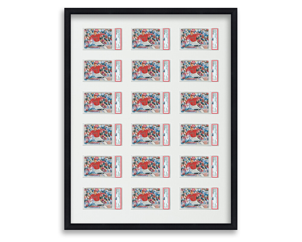 PSA Graded Card Frame Display Holds (18) Slabs Baseball, UV Protection (optional