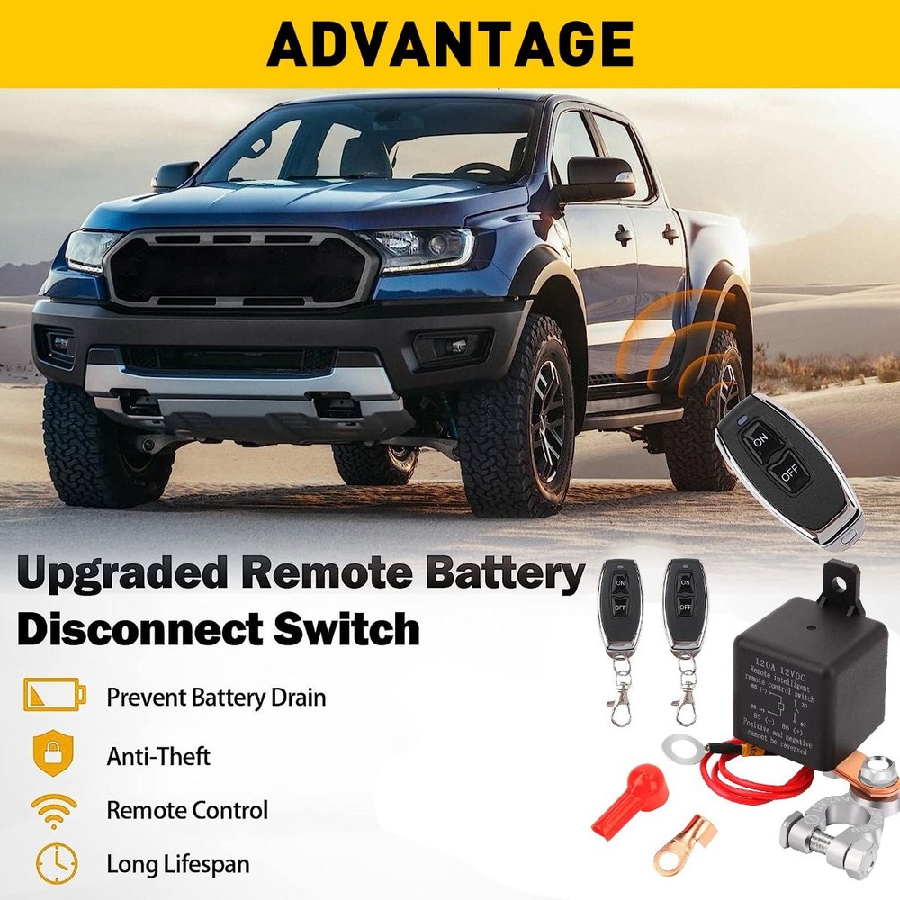 Car Battery Disconnect Cut Off Isolator Master Switch W/ Wireless Remote Control
