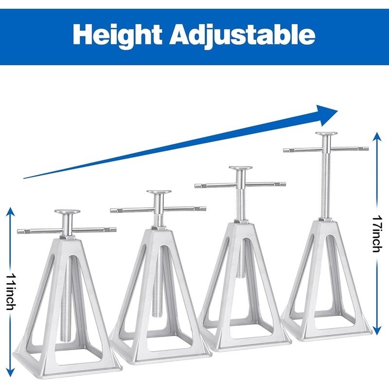 RV Stabilizer Jacks 7500 lbs Capacity Adjustable Height Tool-Free Setup 4-Pack