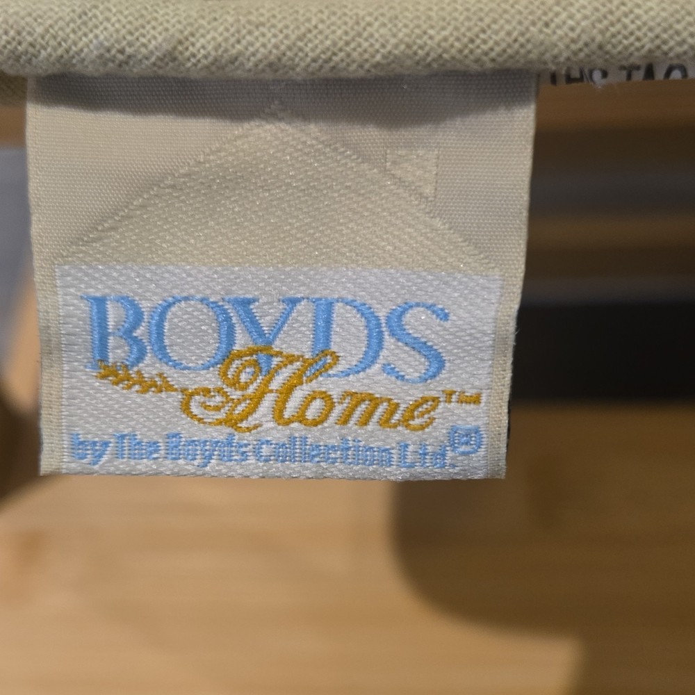 Boyds Home Bear Patchwork Appliqué Square Decorative Pillow Pink Beige White