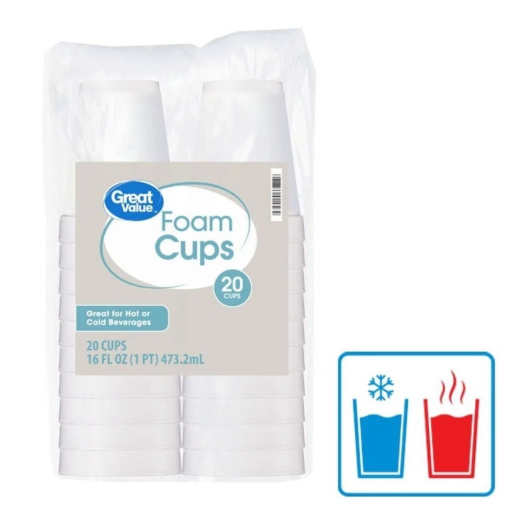 Foam Cups 16 oz 3 Pack 20 Count Disposable Drinking Cups