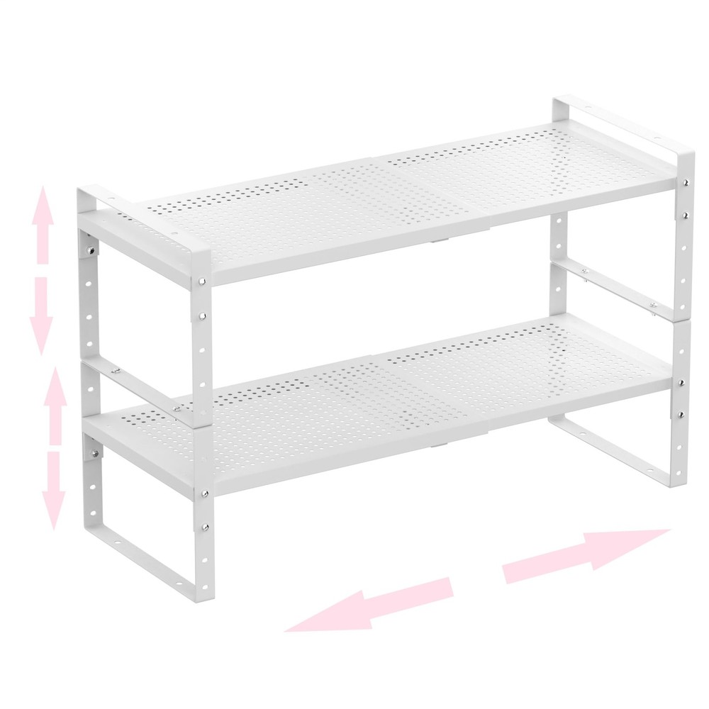 Metal Shoe Rack 2Pack Large White  SpaceSaving Sturdy Entryway & Closet