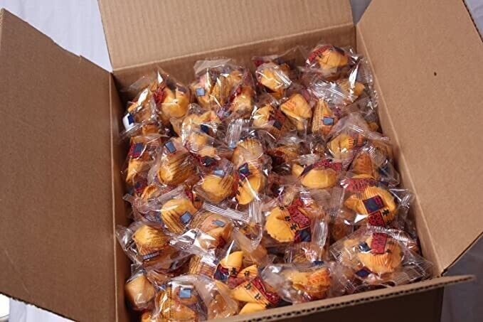 100 Pcs Fortune Cookies Fresh Single  Wrapped Golden Bowl Brand
