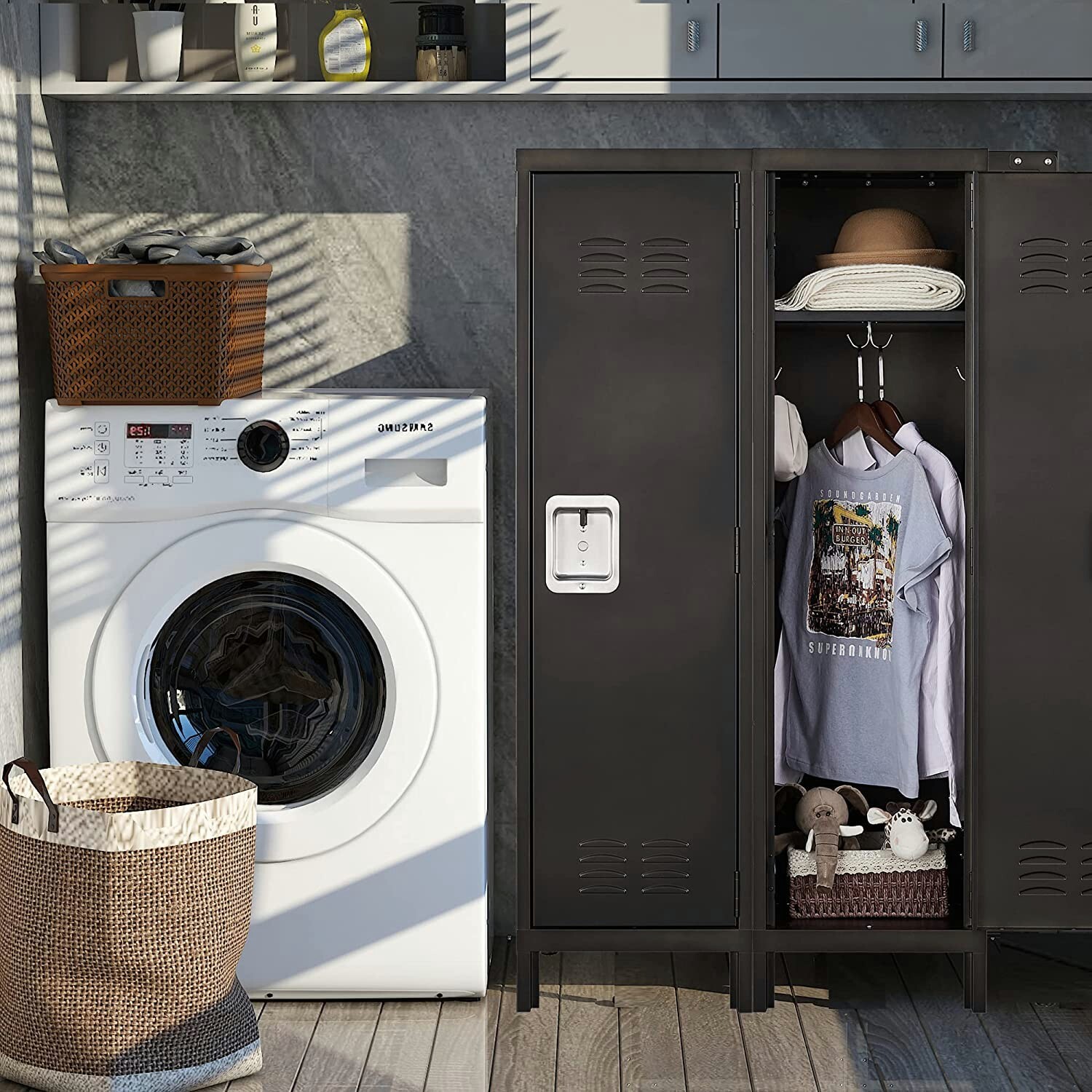 Metal Locker Steel Storage Cabinet 55" Retro Wardrobe, New