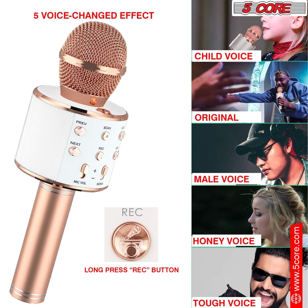 5 Core Microphone Wireless Karaoke Mic with Speaker Portable Bluetooth Microfono