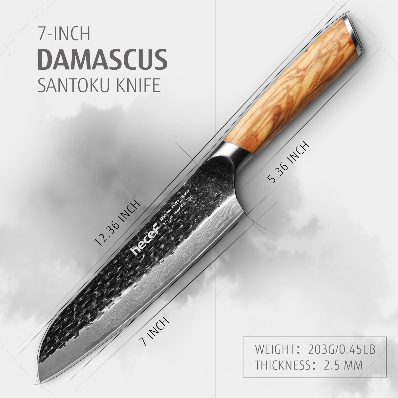 7in Chef Knife Damascus Super Sharp Carbon Stainless Japanese Knife w/ gift box