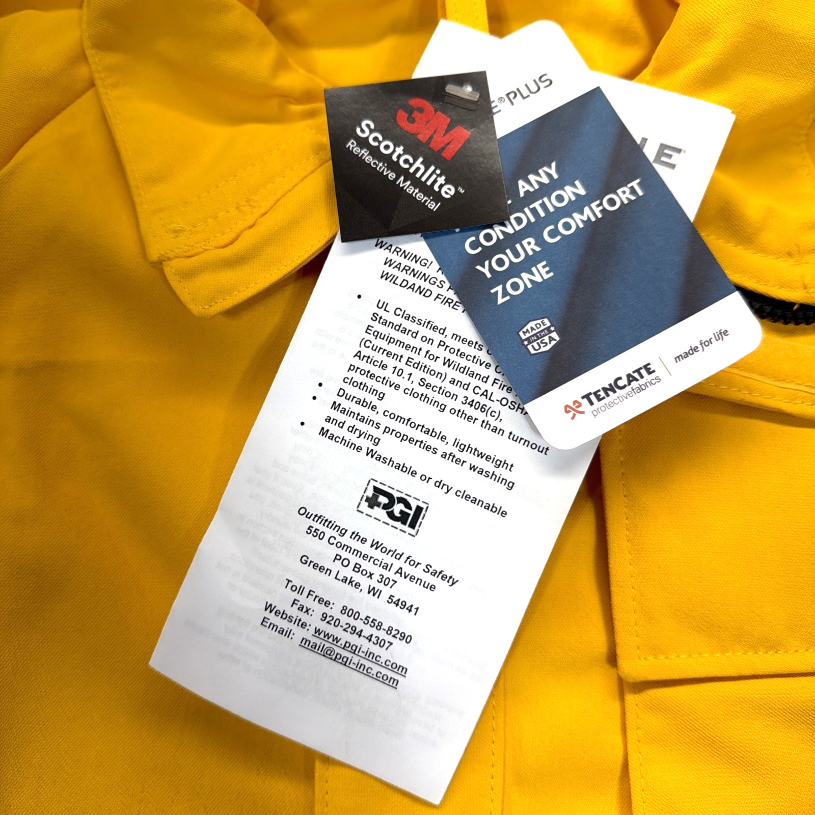 Fireline Smokechaser Deluxe Coat XL Reg 7oz Tecasafe Yellow PGI Shirt Wildland