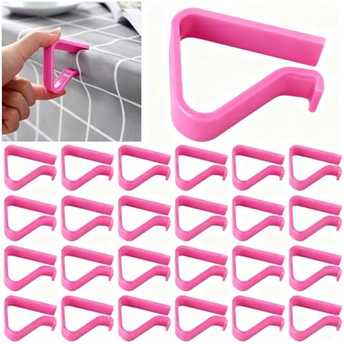 Transparent Clear Tablecloth Clips, Plastic Table Cloth Clips，Table Large-Pink