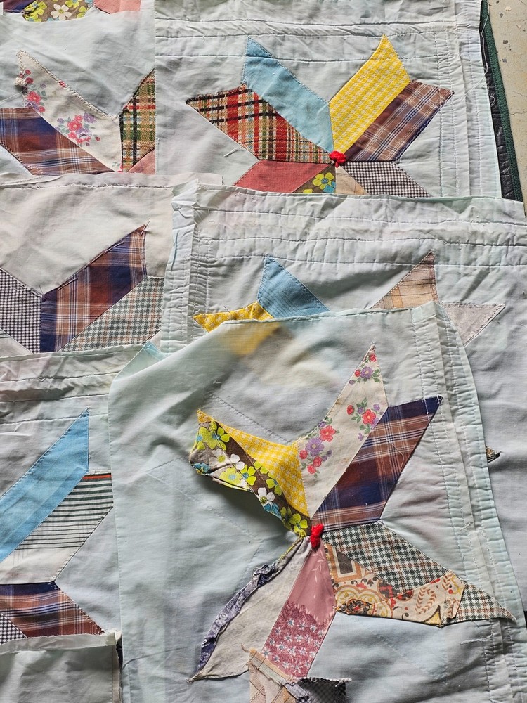 20 Vintage Handmade Quilt Patchwork Pieces Cotton
