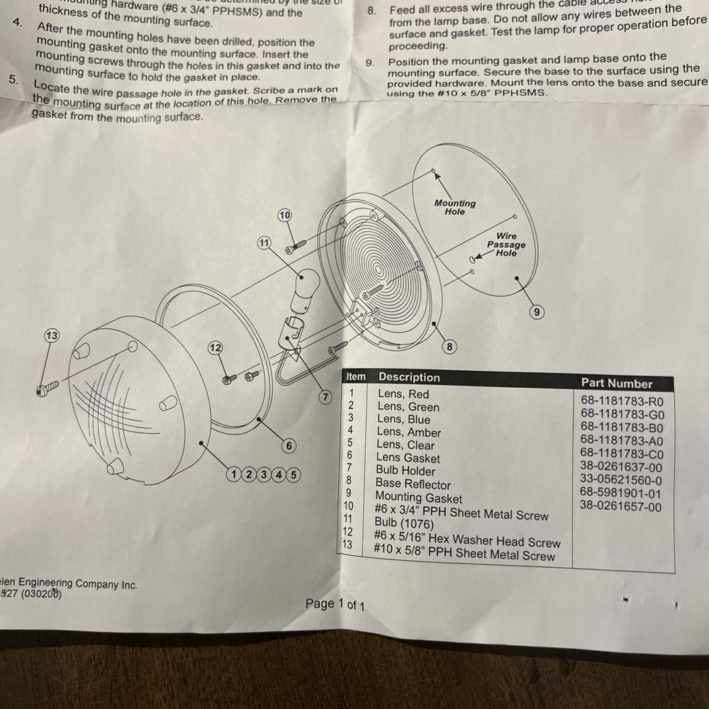 Whelen 56 Series Compartment Light- 12 Volt Clear