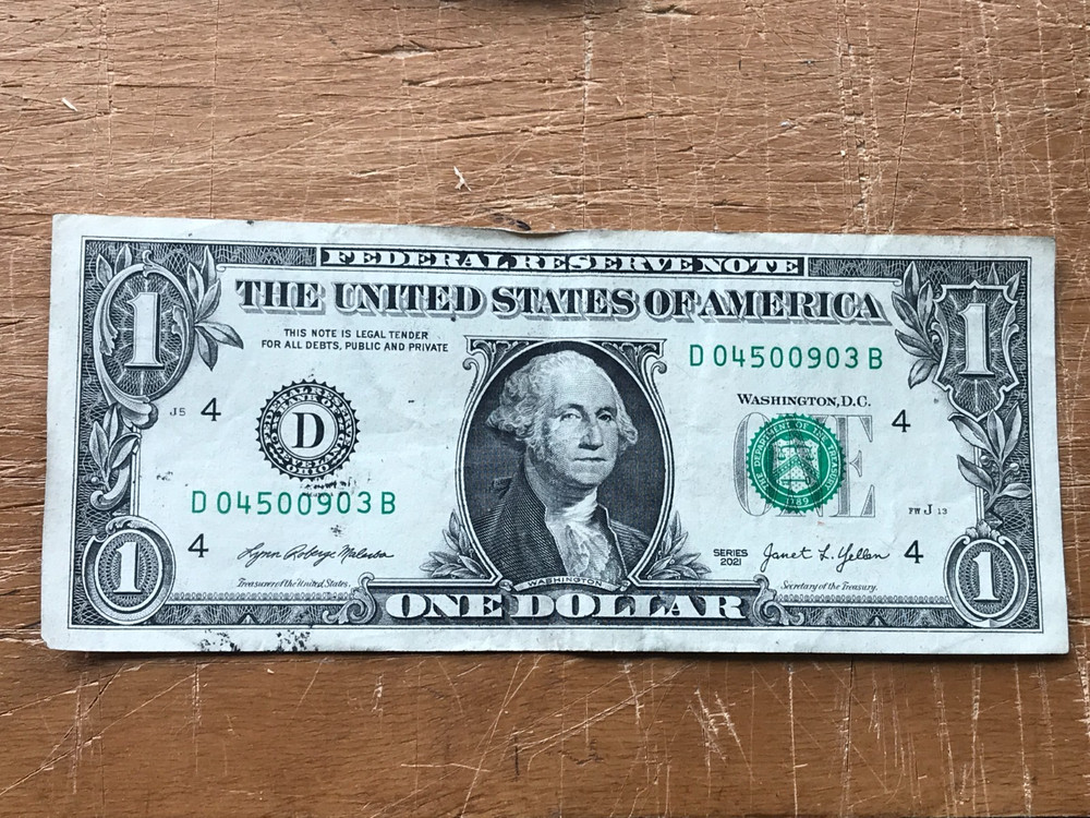 Ink Smear Error  In Front  One Dollar Bill 2021