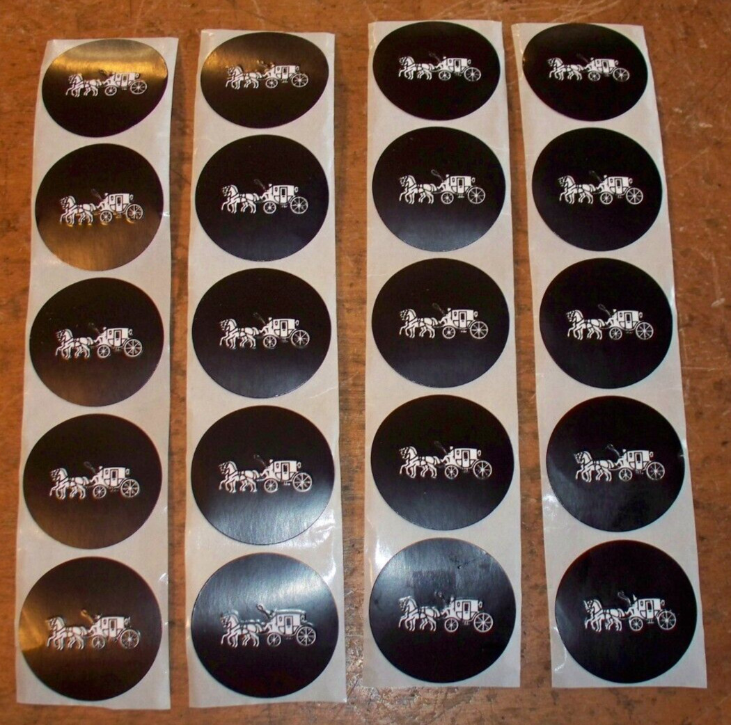 AUTHENTIC COACH Horse & Carriage 20 STICKERS Gift Wrap Scrapbook 1 3/4" Round