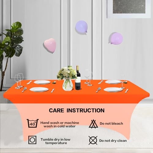 8FT Table Cloth for Rectangular Fitted Events Stretch Table 8 Ft - 1 Pc Orange
