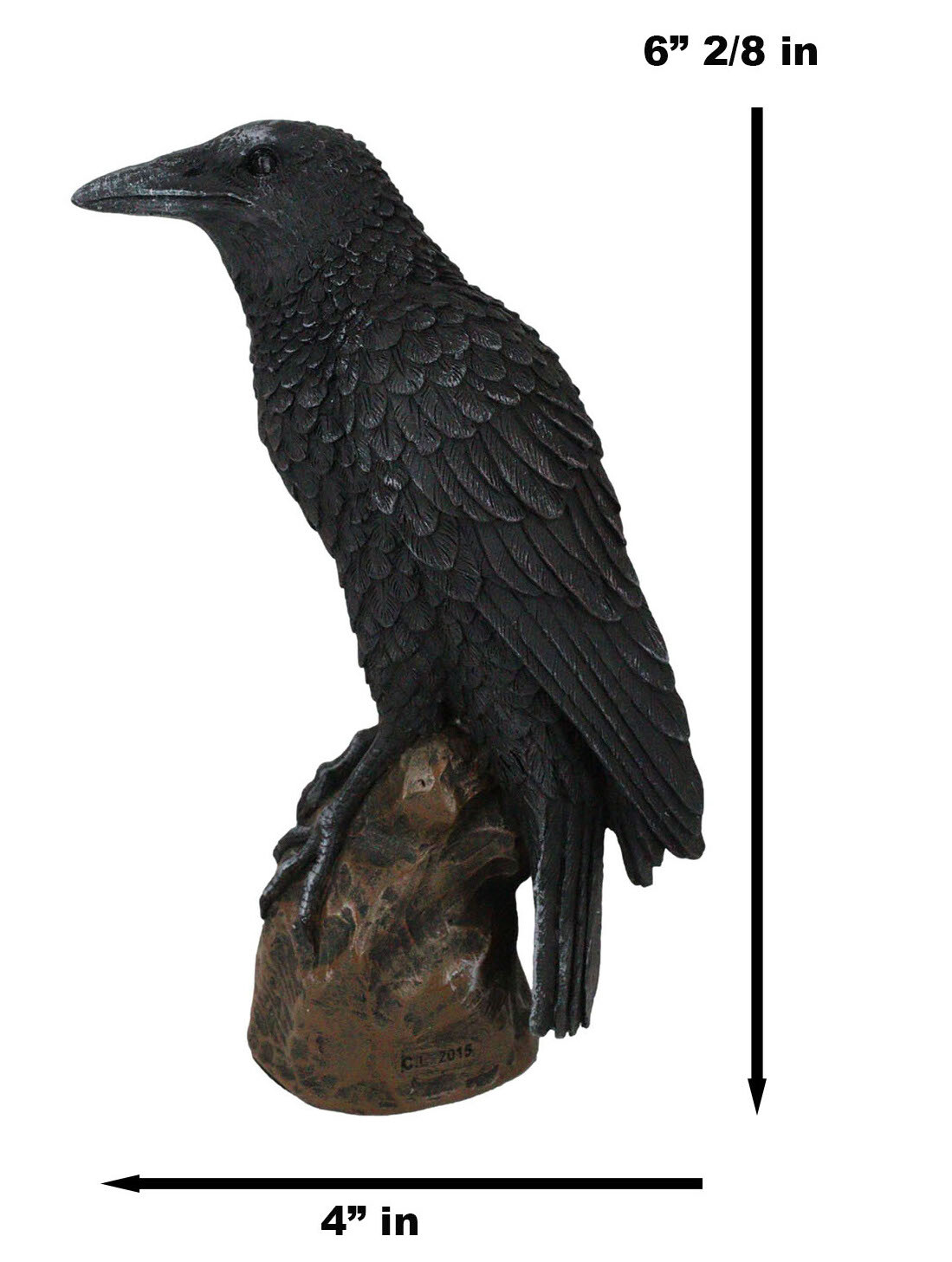 Ebros Gothic Raven Statue Crow Scavenger Bird Perching On Rock Figurine 6"H