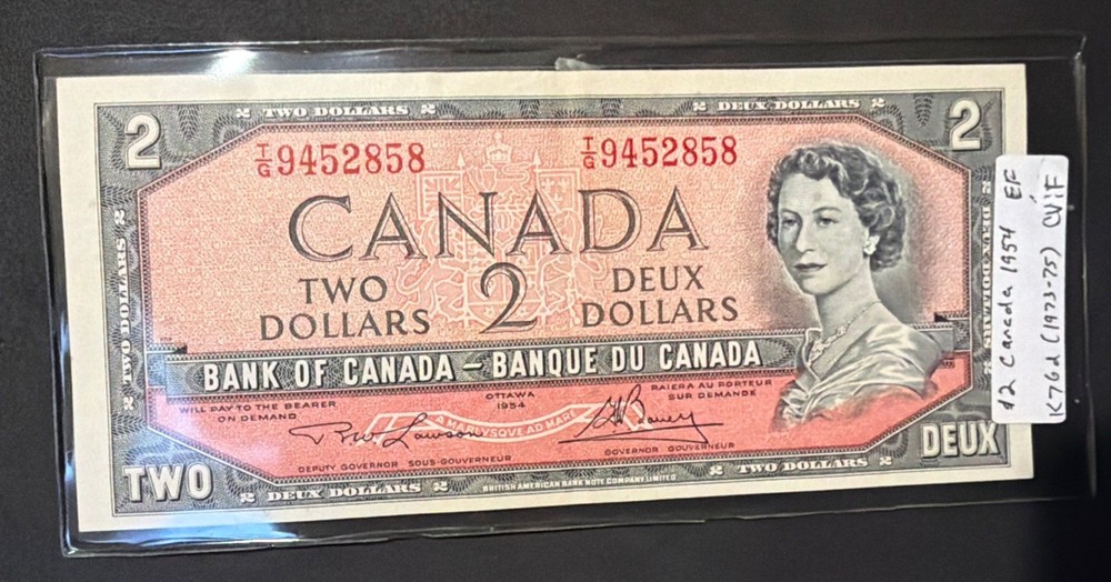 1954 CANADA 2 Dollar Banknote “Extremely Fine “-Pick#762