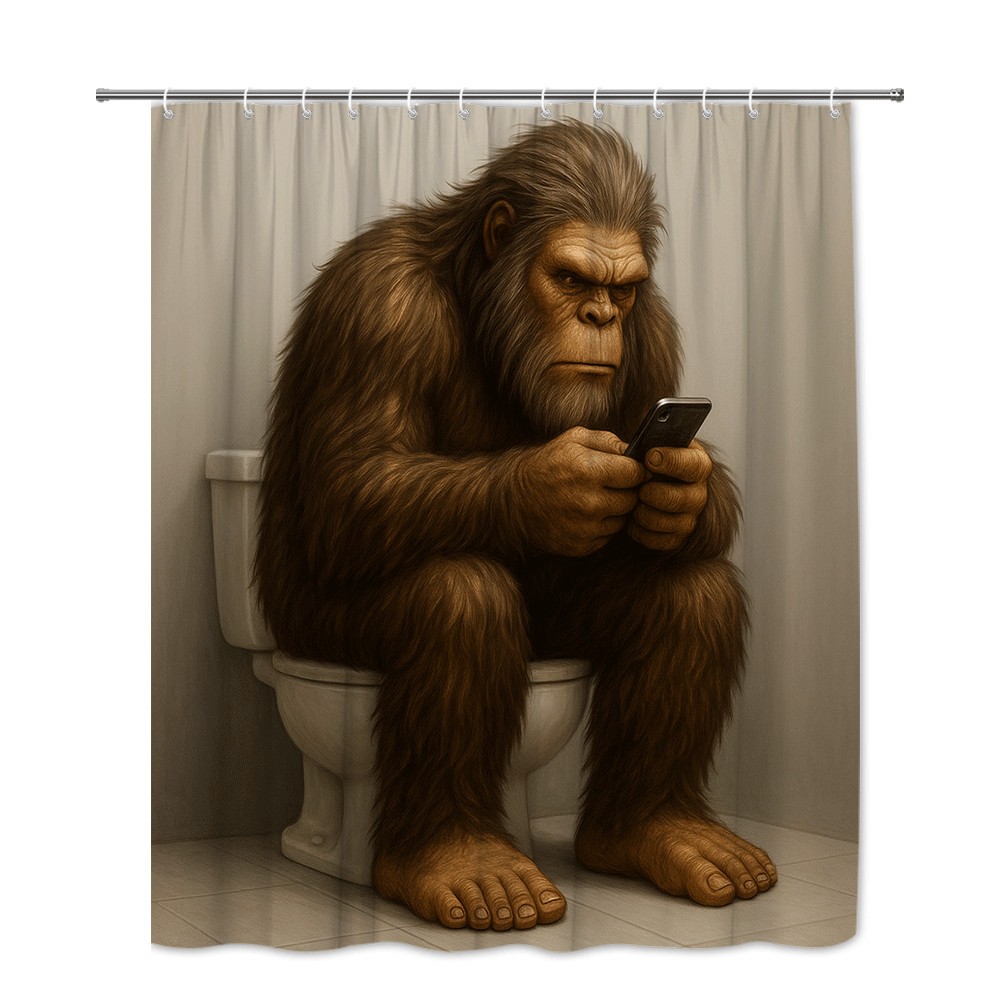 Funny Sasquatch Shower Curtain - Unique Bathroom Decor