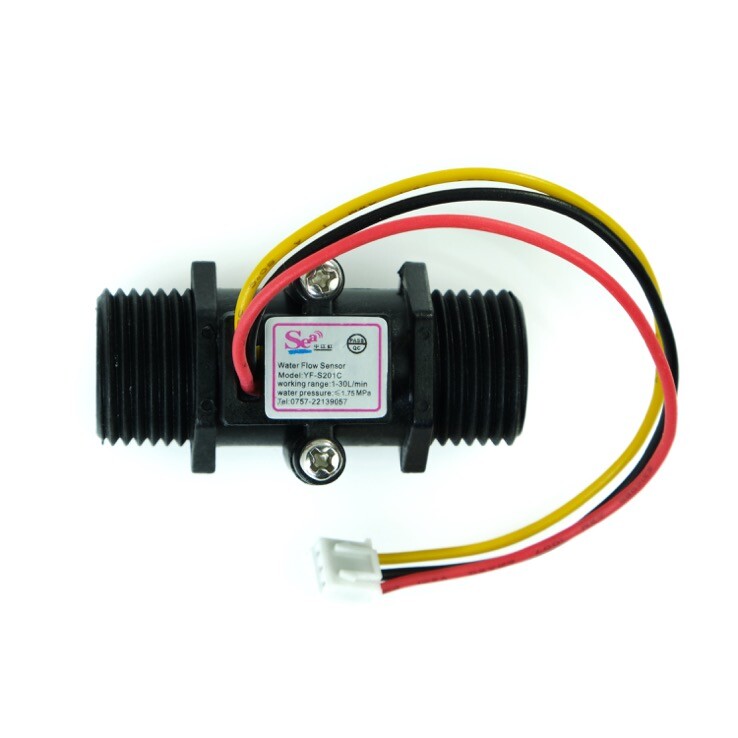 Flow sensor / volume flow sensor for water pipes, 1/2" thread, Arduino
