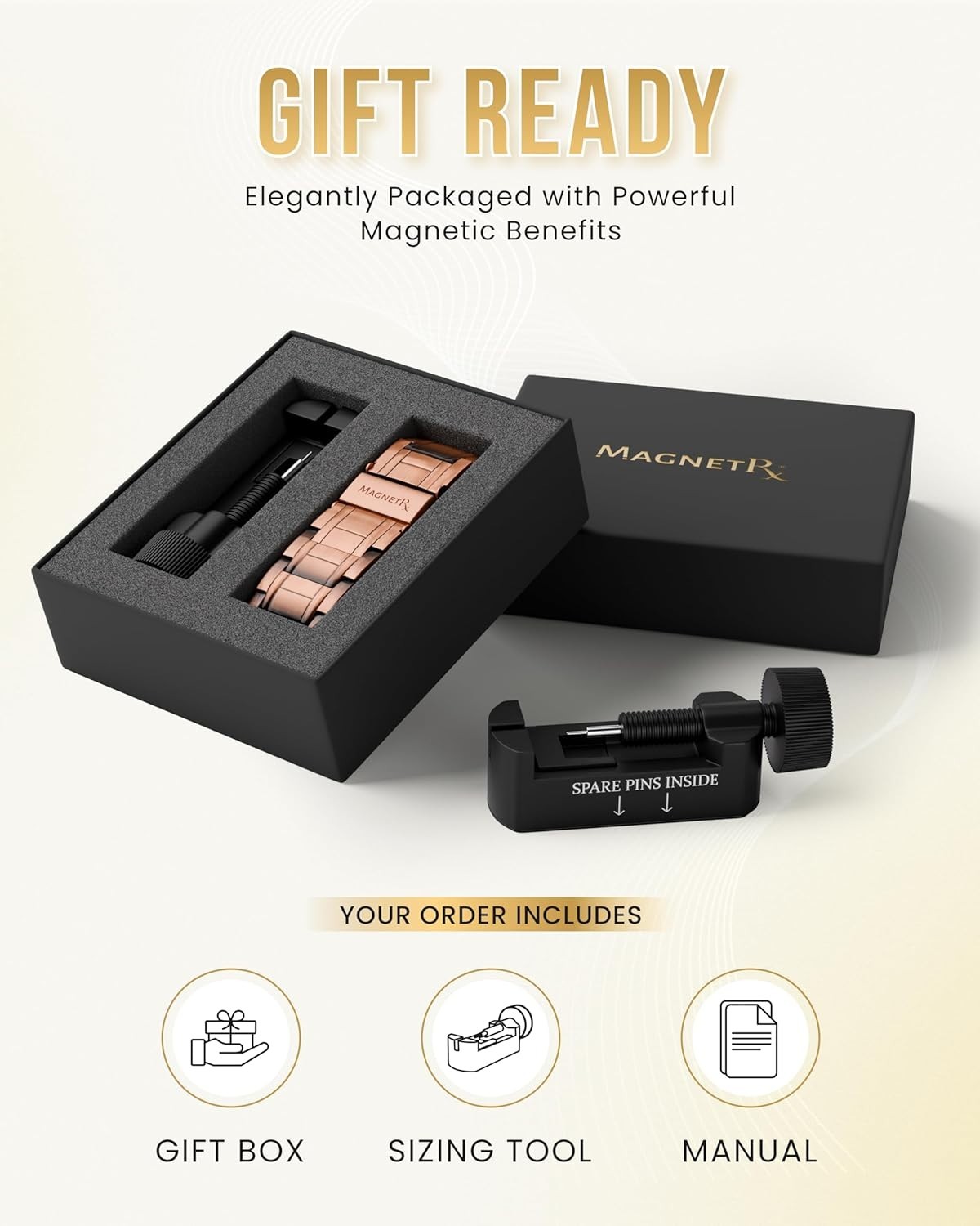 MagnetRX® 3X Strength Copper Bracelet for Men with Magnets Over Clasp and Adjust