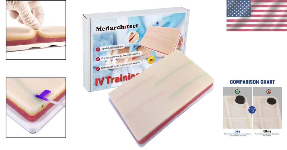 Realistic IV Injection Training Pad with 4 Embedded Veins & Blood Return Feature