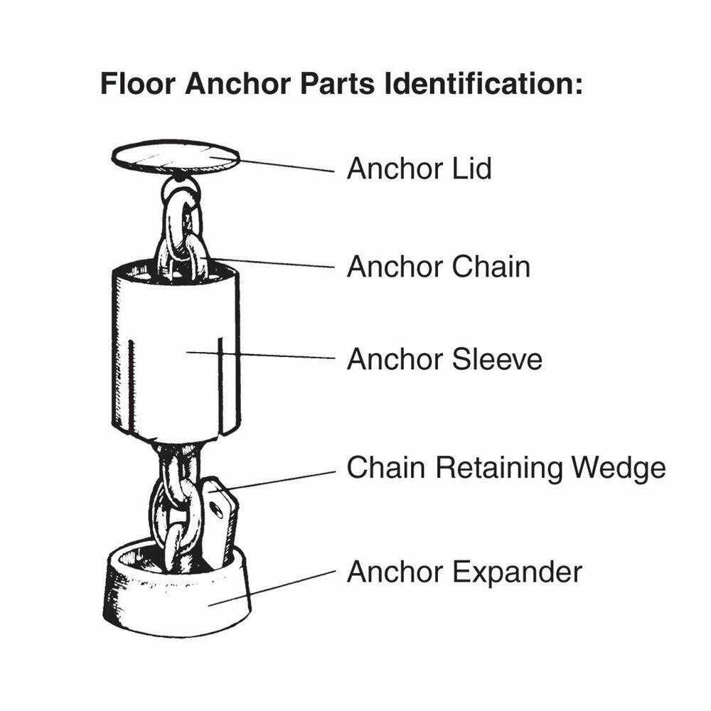 Auto Garage Floor Anchor Pots w/ 3/8" Chain For Frame Machines & Pulling Posts