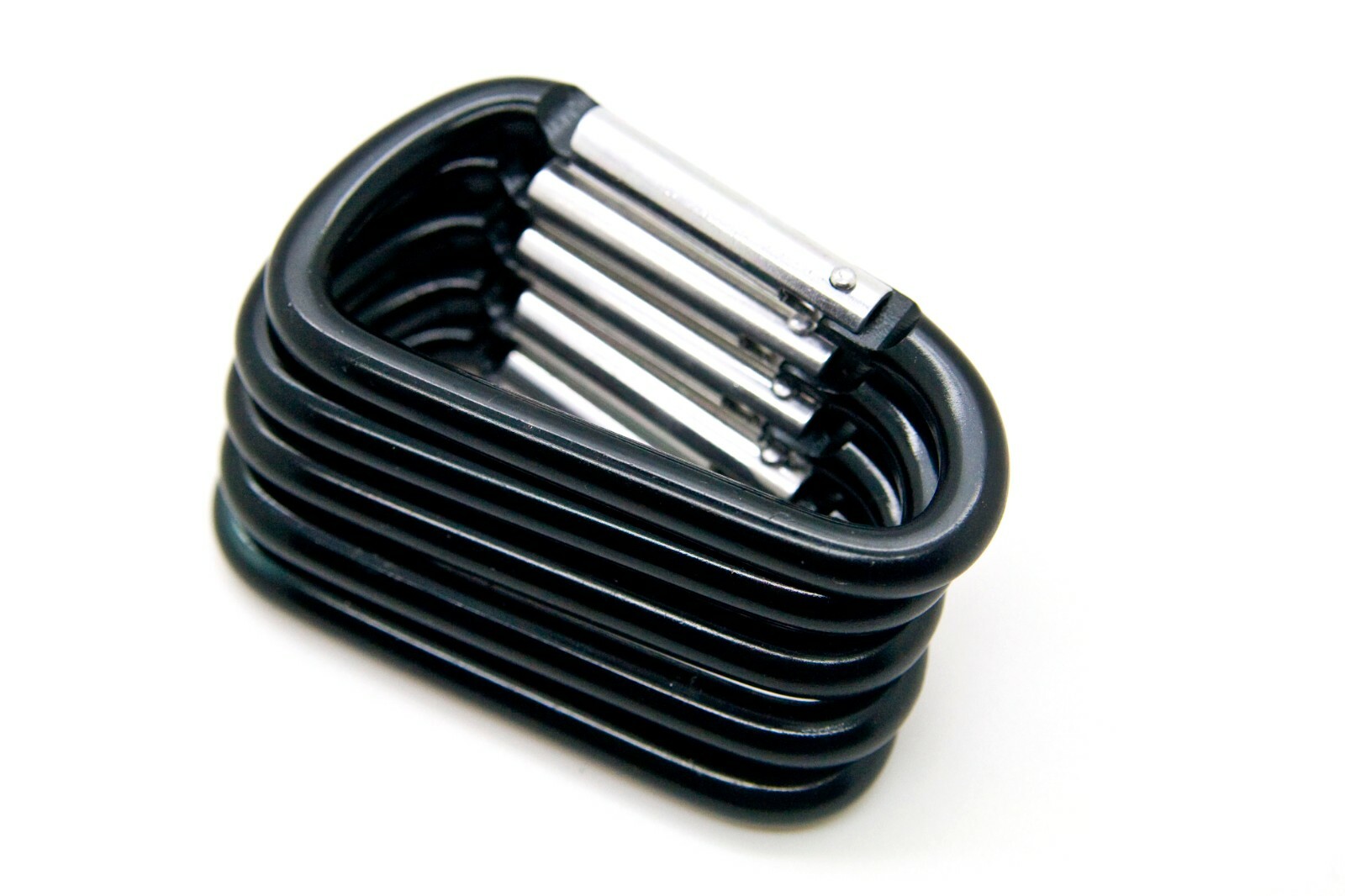 Pack of 6 pcs 3" Aluminum Carabiner Spring Belt Clip Key Chain D Shape Black