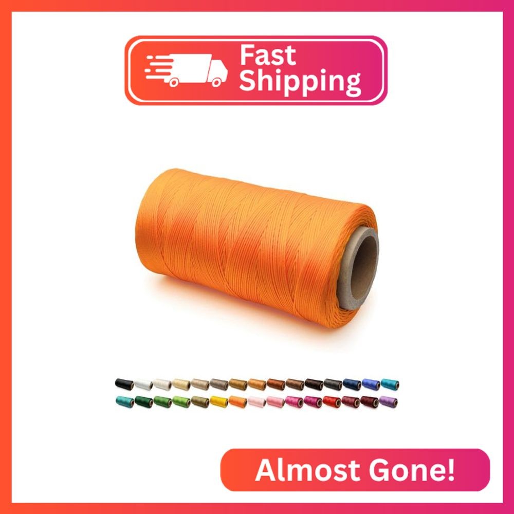 Flat Waxed Thread for Leather Sewing, String Polyester Cord for Leather Craft St