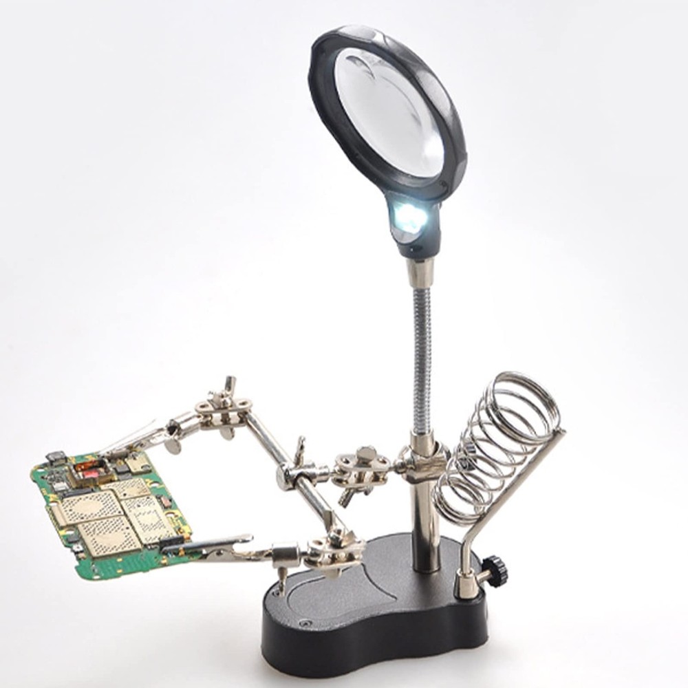 FLEXMAN LED Light Helping Hands Magnifier Station, Professional Desktop LED...