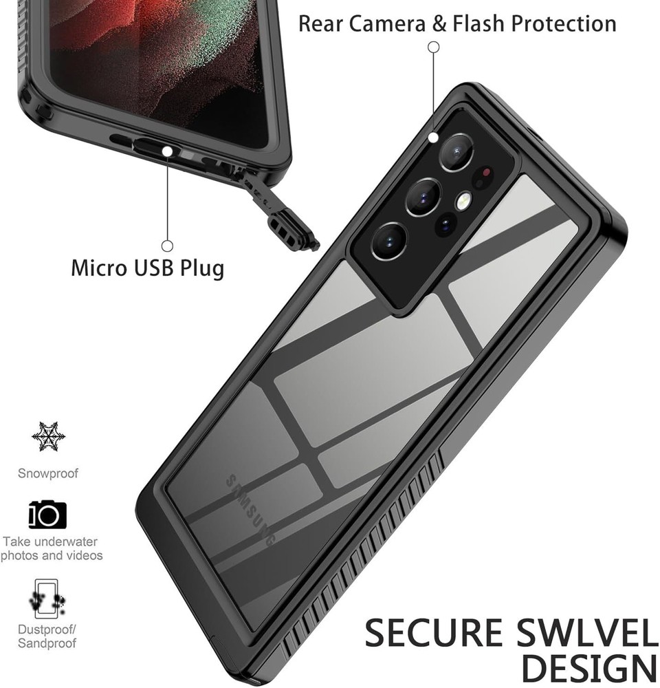 Shockproof Waterproof Case For Galaxy S21, S21+, S21 Ultra Plus Screen Protector