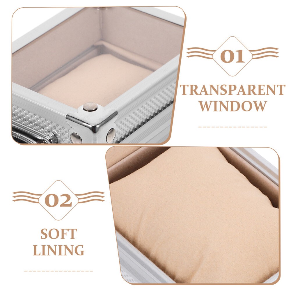 1PC Watch Container Box with Lock Watch Storage Silver Case for Gift