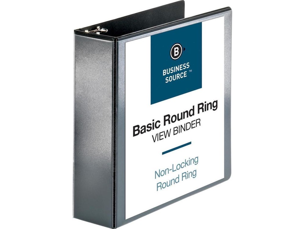 Business Source View Binder w/ 2 Inside Pockets 3" Capacity Black 09958