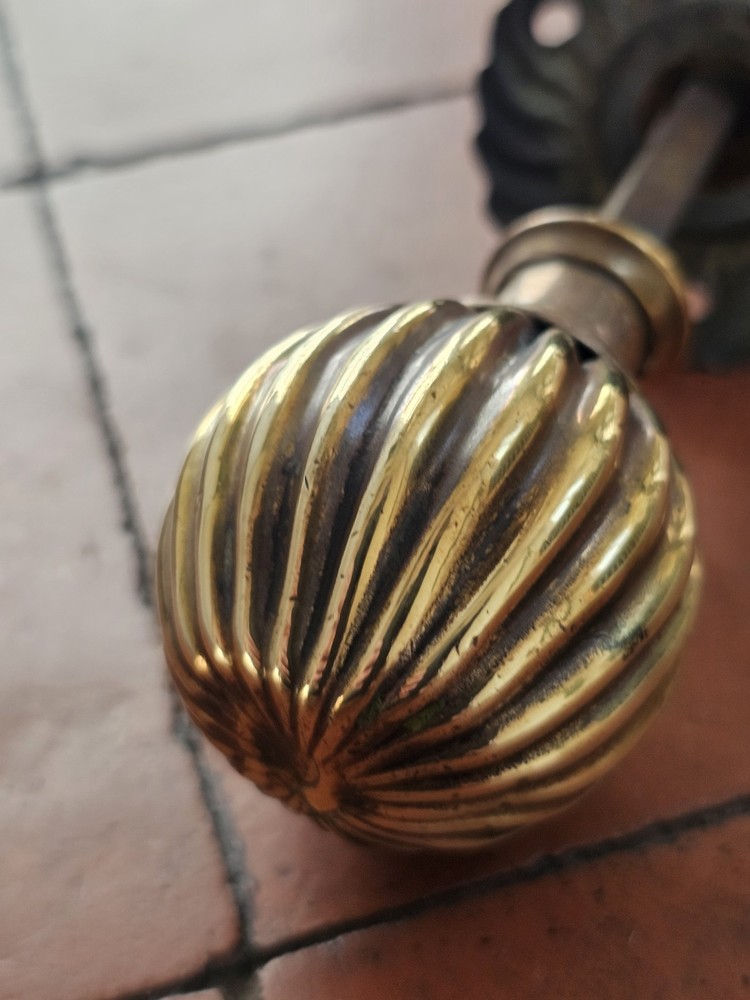 Antique original segment brass rim lock handles/ door knobs