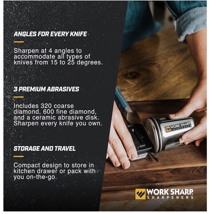 Work Sharp Rolling Knife Sharpener - 4 Angles - For All Kitchen Knife Sets