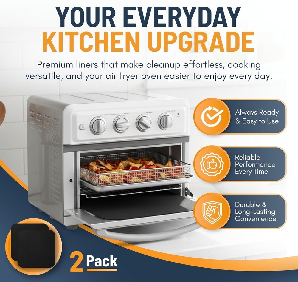 2 Pack Non-Stick Toaster Oven Liners - BPA-Free & Eco-Friendly Cooking Solution