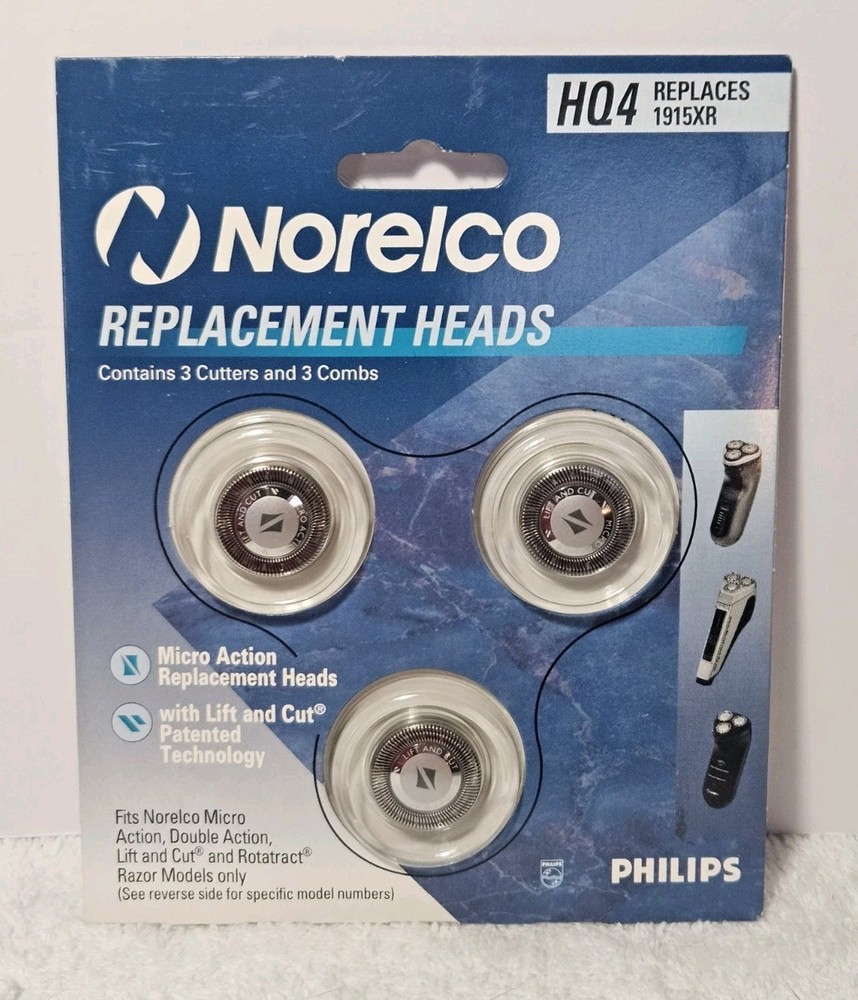 Norelco HQ4 Micro Action Replacement Heads PHILLIPS 3 Cutters & Combs Read