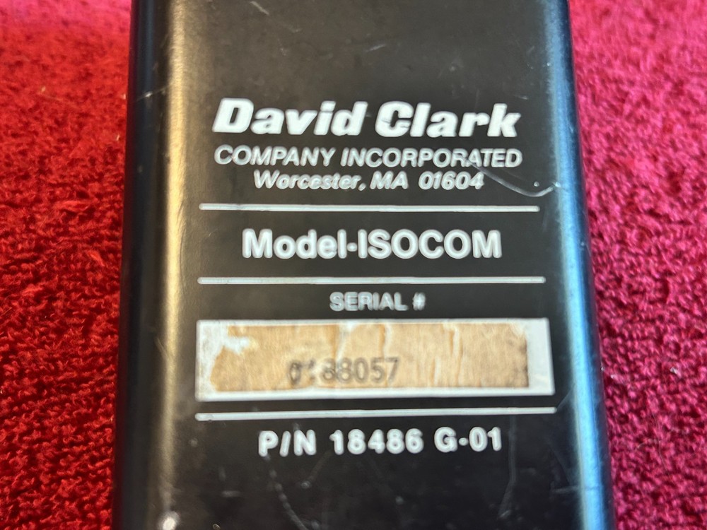 DAVID CLARK ISOCOM VOICE ACTIVATED INTERCOM P/N 18486G-01 CORE