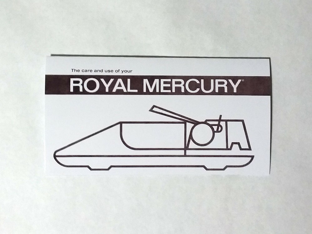 Royal Mercury Typewriter Owner's User Instruction Manual Guide