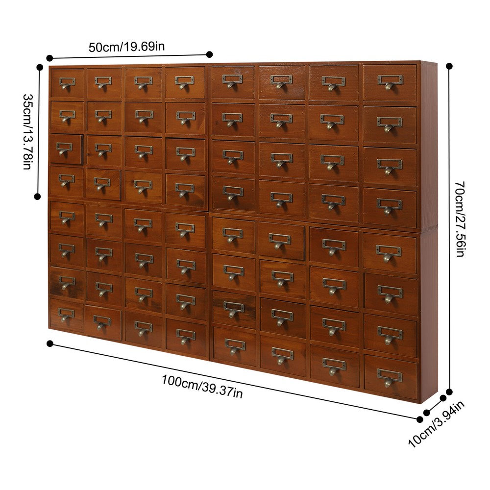 4 PCS*16-Drawer Brown Cabinets Rectangle Storage Cabinet 64-Drawer Storage Box