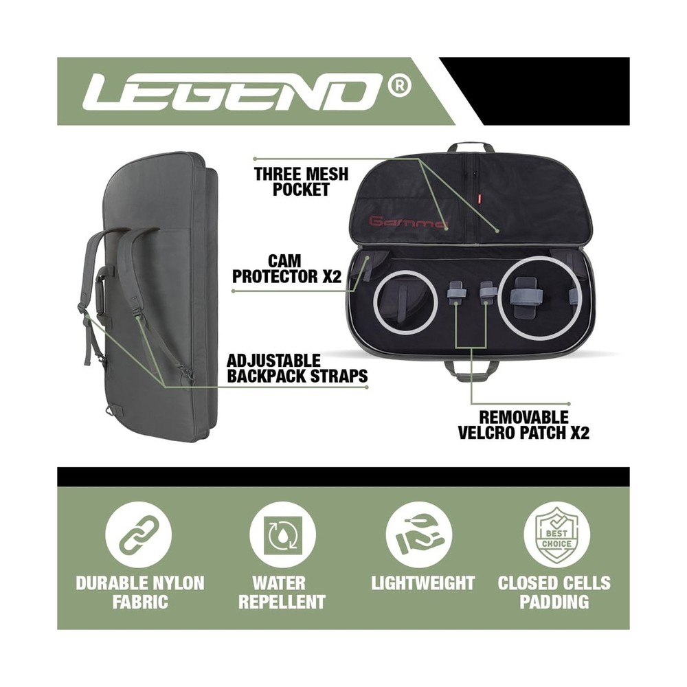 LEGEND Gamma Compound Bow Case - Premium Archery Protection Backpack with Sho...