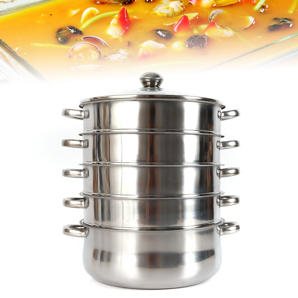 5-Layer Pot Steamer Multi-Layer Cookware Pot Cookware Stainless Steel Pot 28cm
