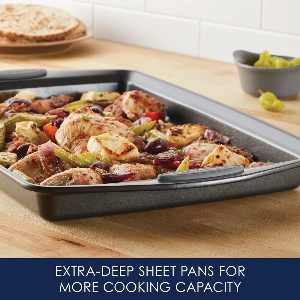 Nonstick Bakeware Set W/ Grips Nonstick Cookie Sheets / Baking Sheets 3 Piece
