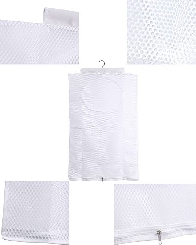 Breathable Mesh Laundry Hamper,Foldable Hanging Closet Storage White