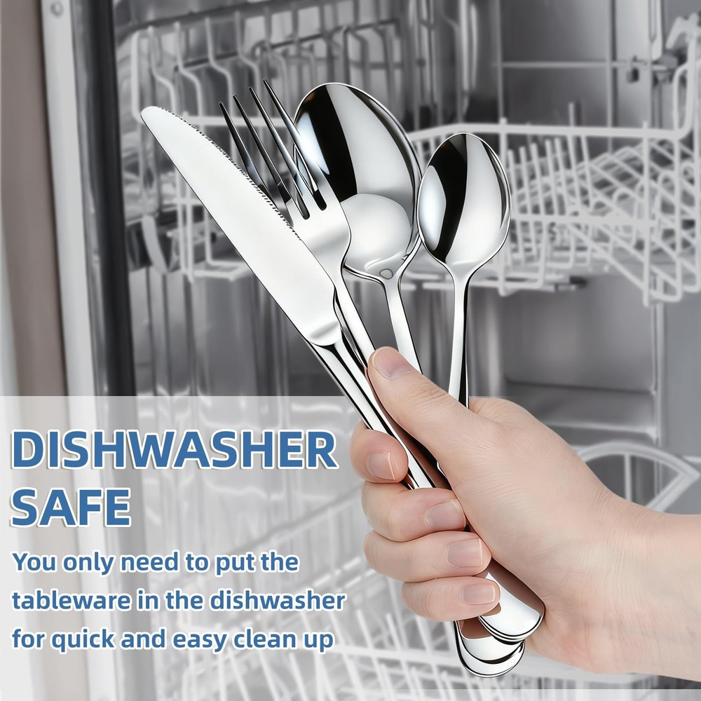 BEWOS Silverware Set for normal, 20P Stainless Steel Silver
