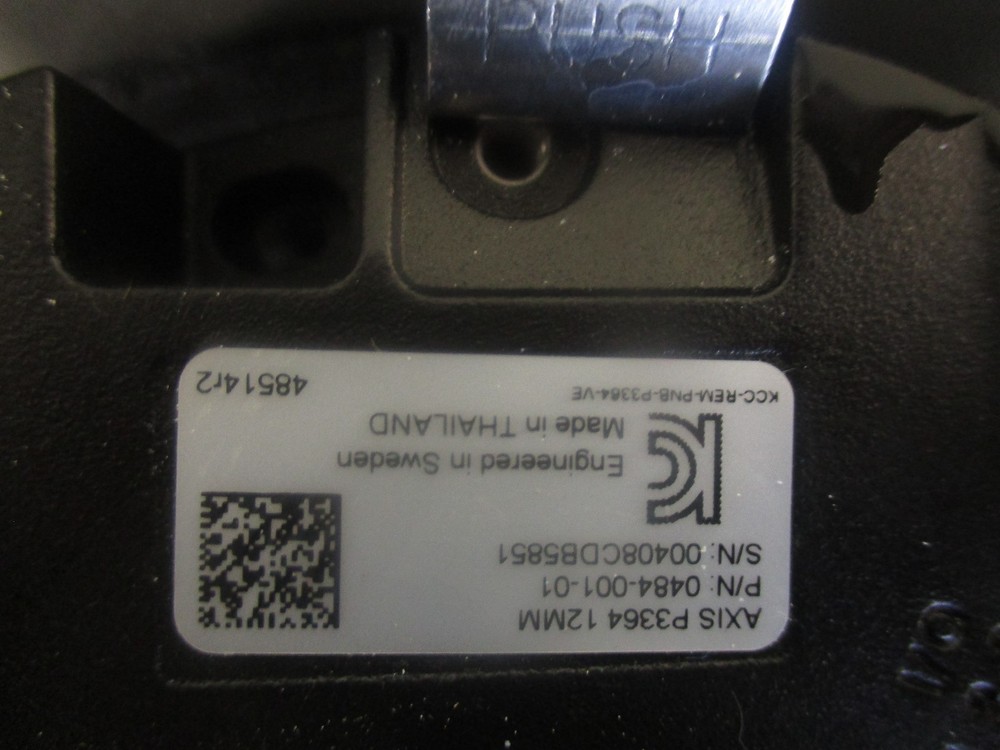 Axis Model: P3364 12MM Security / Surveillance Camera. PN: 0484-01-01.