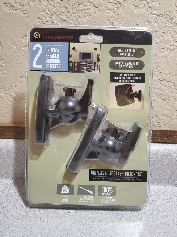 Speaker Mounting Brackets for Wall or Ceiling New Atlantic 2 Universal Black